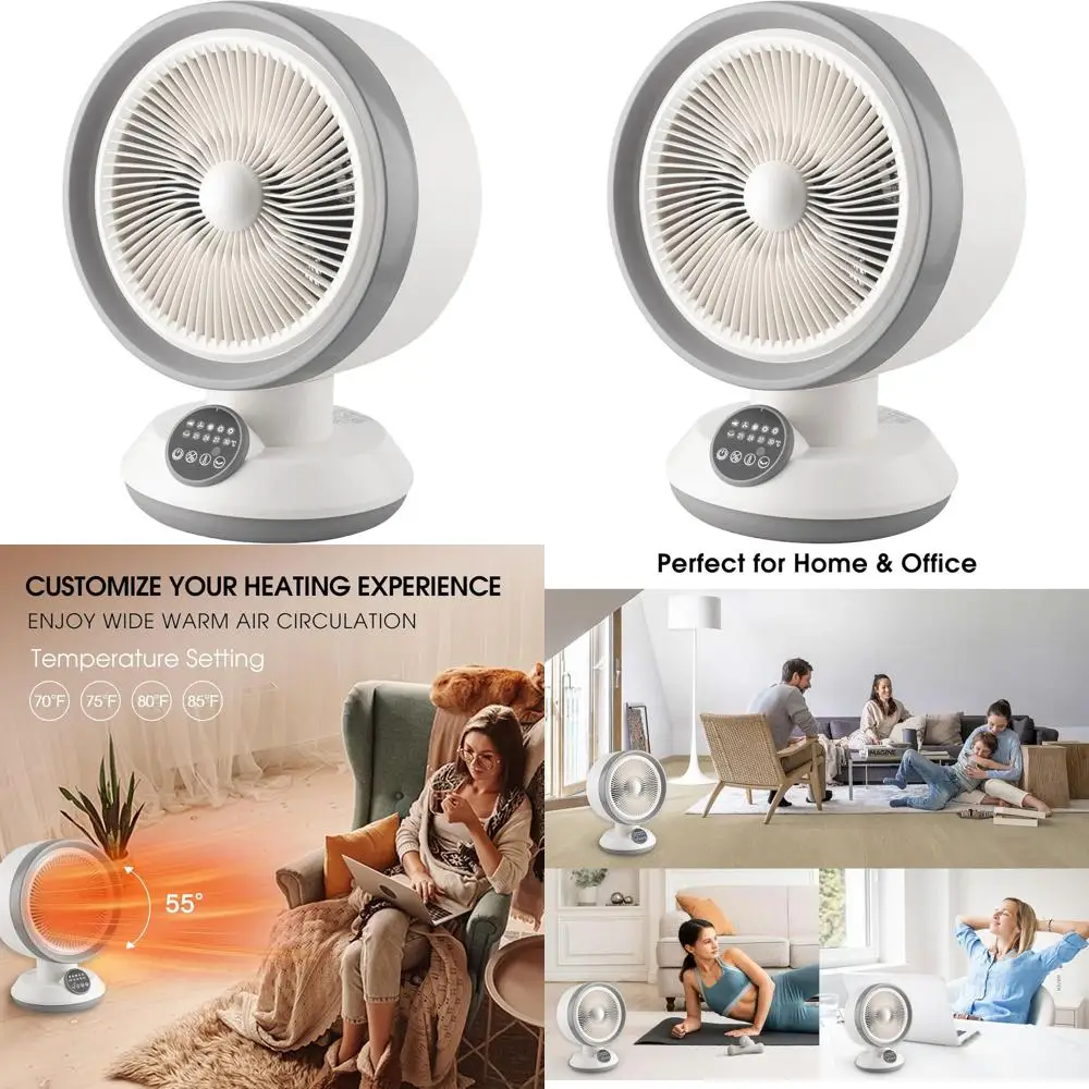 

2-in-1 Fan and Heater, Remote-Controlled Oscillating Desk Fan, Safety Features, Ideal for Home and Office