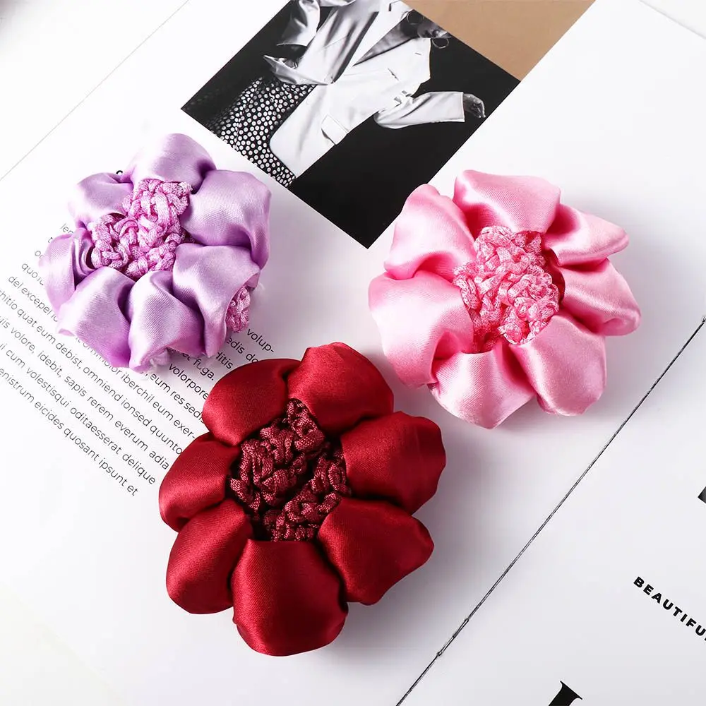 Elegant Flower Hair Net Girl Hotel Bun Snood Nurse Hair Cover Net Ponytail Holder Dance Elastic Tie Headwear Hair Accessories