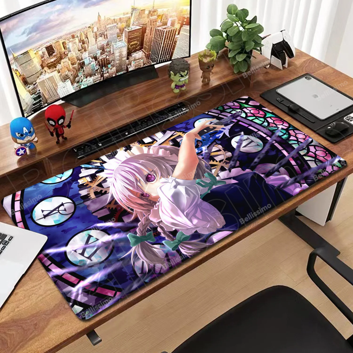 ملحقات ألعاب الكمبيوتر Touhou Project Mouse Pad Game Laptop Playmat اضافية كبيرة Anime Girl Izayoi Sakuya Kirisame Marisa Mousepad