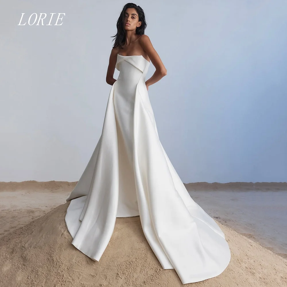 

LORIE Luxury A Line Civil Wedding Dress Gala Crossed Strapless Bridal Dresses Simple Engagement Wedding Gown Customized 2026