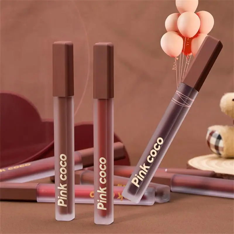 Liquid Lipstick Soft Mist Lip Gloss 6 Colors Chocolate Lipgloss Cosmetics Silky Smooth Lip Glaze Moisturizing Red Lip Tint Mud