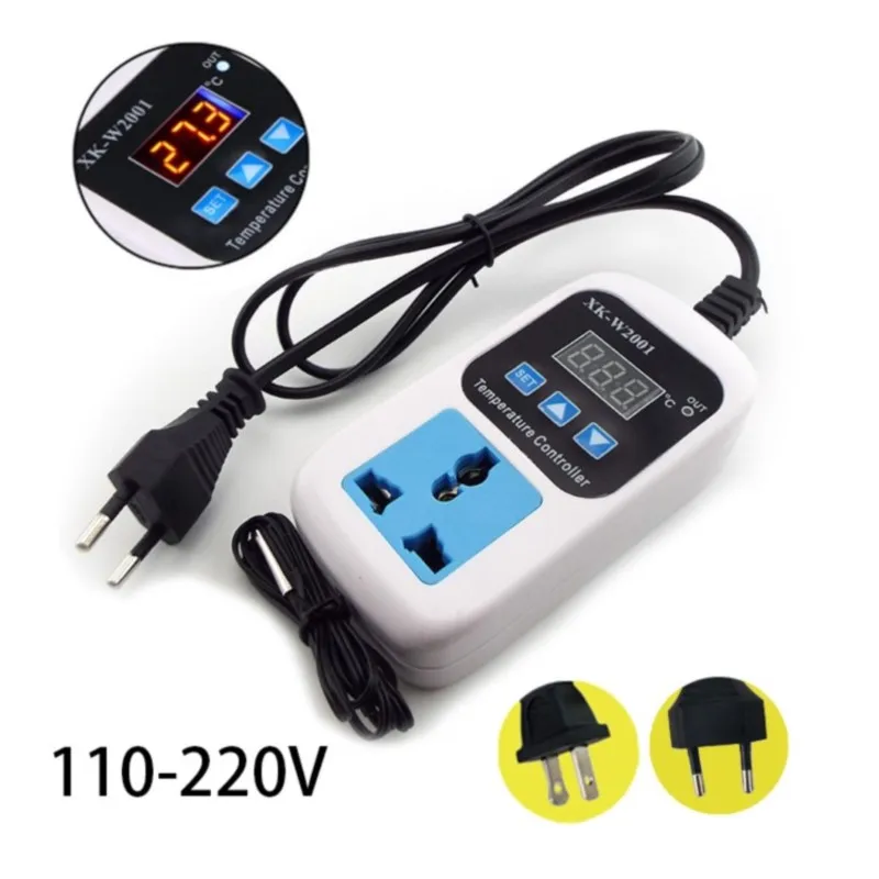 VKS-W2001 Electronic Temperature Control Socket Thermostat Fully Automatic Switch Adjustable Digital Display EU US Plug E2