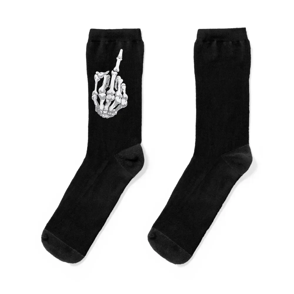 Halloween Middle Finger Skeleton Hand Skull Men Women Gift Socks christmas stocking colored Toe sports Men's Socks Female Men's