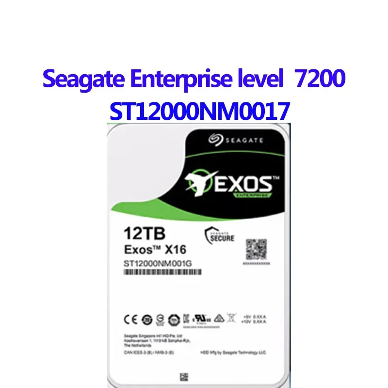 

Жесткий диск ST12000NM0007 ST12000NM0017 Seagate Exos X14 12 ТБ SATA 6 Гб/с 256 м 7200 об/мин 3,5 дюйма