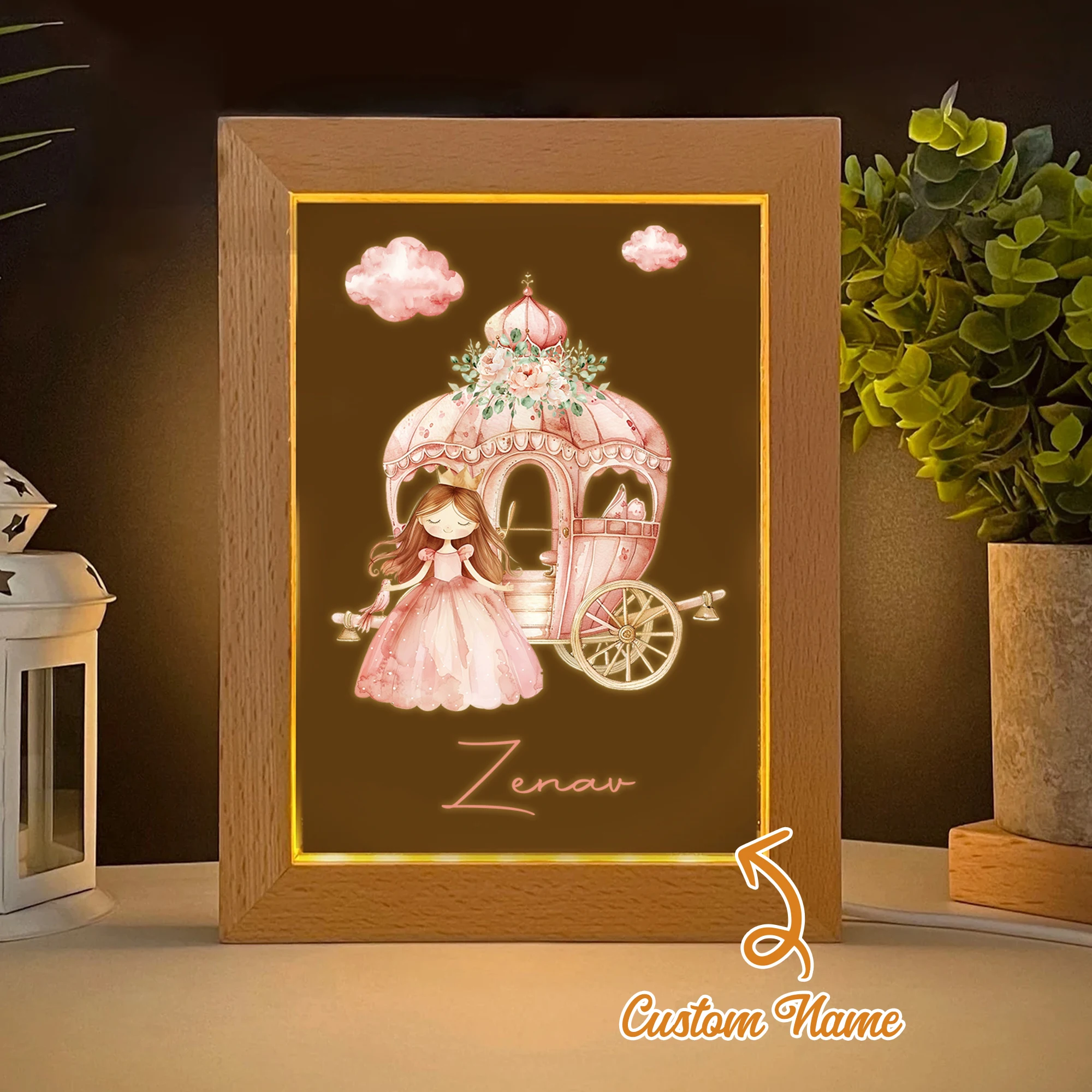 

Customized Princess Name LED Night View Photo Frame Personalized Gift Family Living Room Bedroom Dining Room Home Decoration