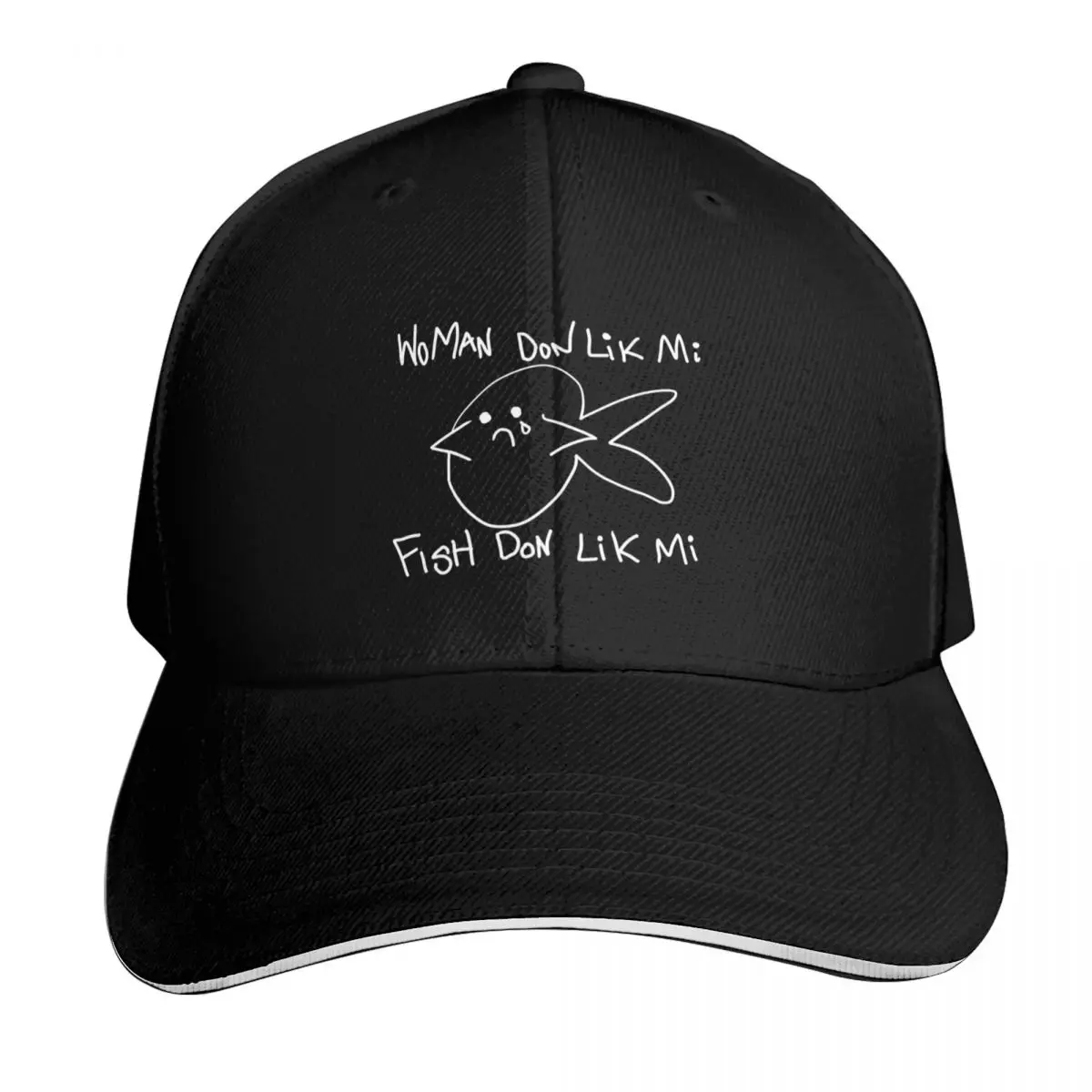 White Poorly-Drawn Women Want Me Fish Fear Me Parody Baseball Cap Men Women Casual Summer Sport Sun Cap