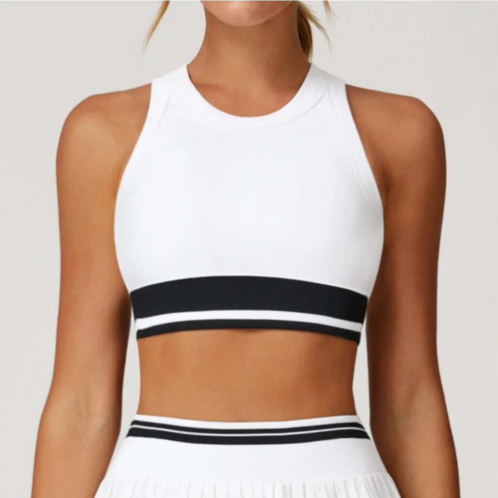 

Yoga Vest Women Gym Top Sports Bra Crop Tops Seamless Rib Workout Breathable Tank Top Female Running Training Fitness Underwear