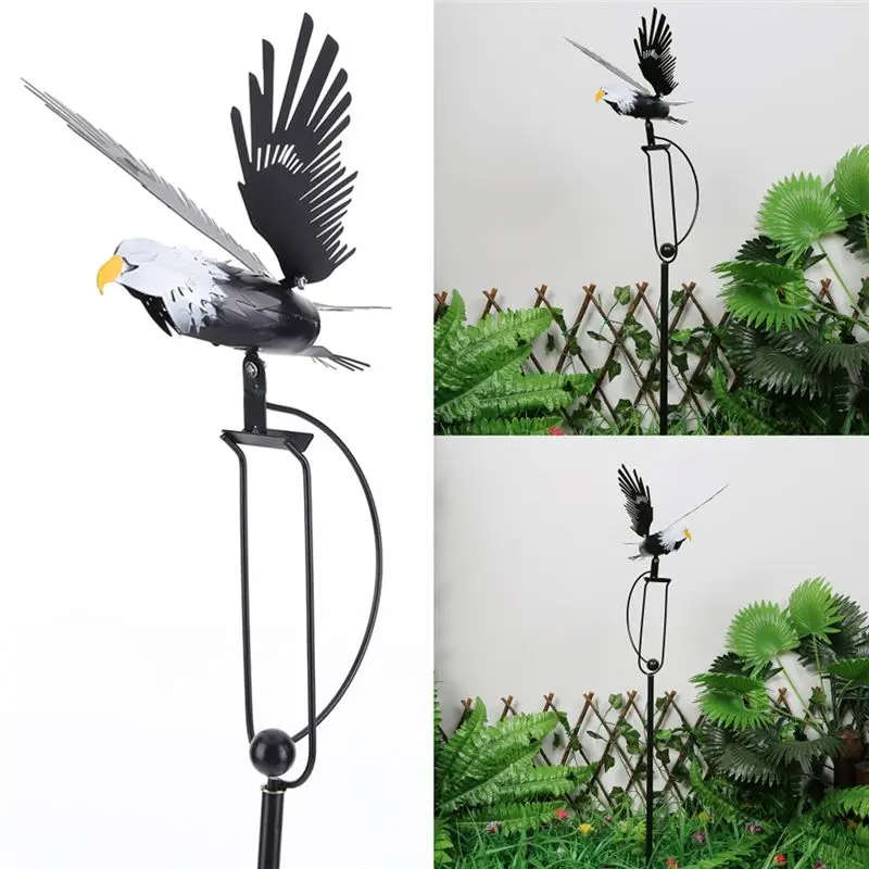B84B Metal for Eagle Wind Spinner for Yard Garden, Rocking Kinetic Wind Sculpture Lawn Ornament, Rust Proof Outdoor Decor with