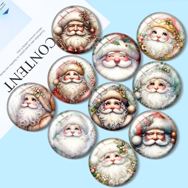 

Santa Face Collection12/18/20/25mm glass cabochon bracelet pendant rings for jewelry demo earrings back Making findings
