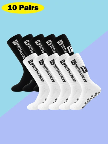Imagen 1 del producto 10 pares de calcetines de fútbol antideslizantes para hombre, almohadillas antideslizantes para deportes de baloncesto y fútbol con calcetines con pinzas