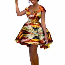 African Dresses for Women New Summer Short Sleeve Printing Dress Dashiki Ankara African Women Clothes Ball Gown WY621