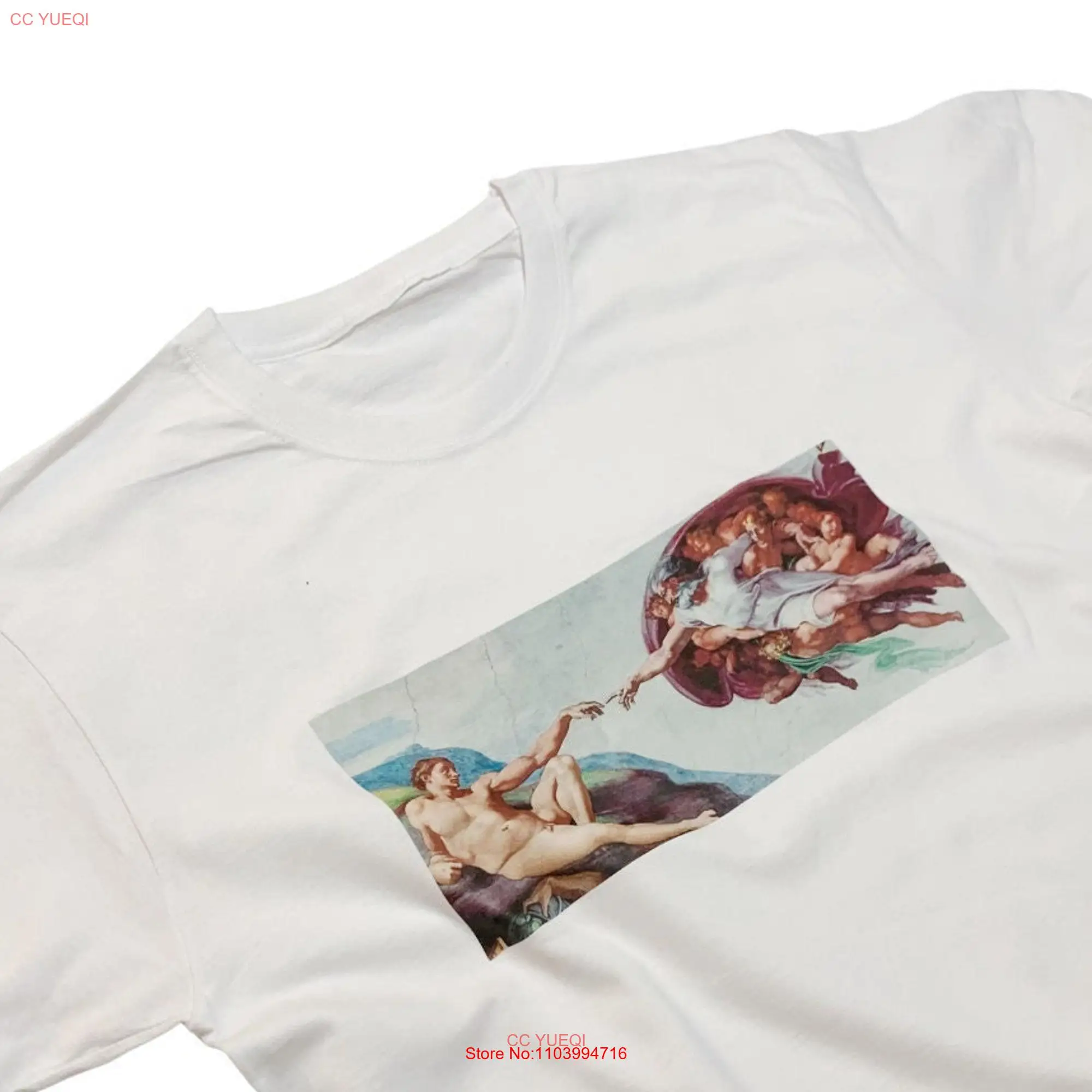 The Creation of Adam T Shirt by Michelangelo Minimalist Religion Aesthetic Christian long or short sleeves