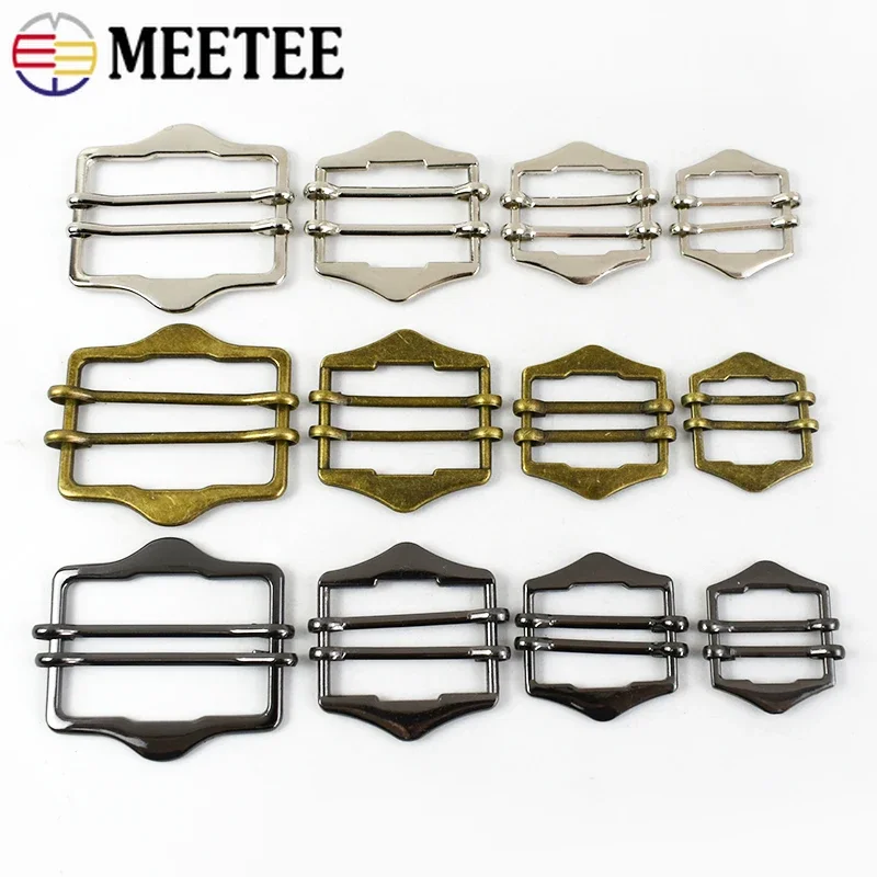 5/10Pcs Meetee 20-40mm Metal Tri Glide Slider Buckle Bag Strap Pin Clasp Webbing Belt Adjuster Hooks DIY Hardware Accessories