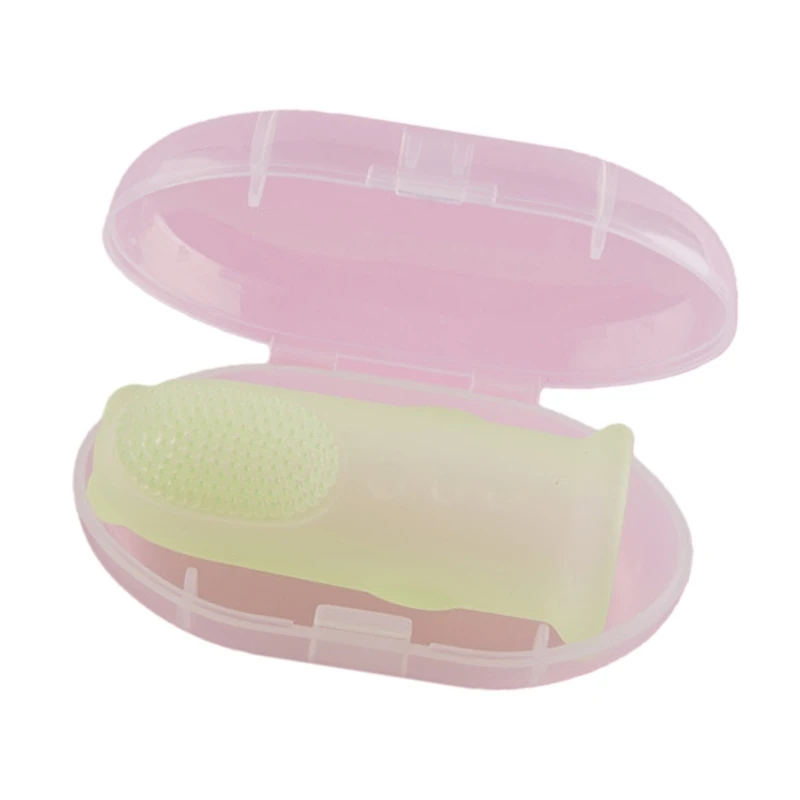 J15U Sikat Gigi Jari Bayi Silikon untuk Latihan Tumbuh Gigi Perawatan Lembut Pijat Pembersih Kebersihan Bayi Aman