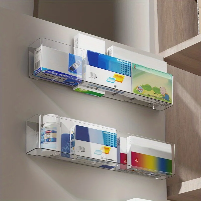 Wall-Mounted Transparent Medicine Storage Box, No Drill Multi-Layer Organizer, Large Capacity Cabinet Door Storage Rack