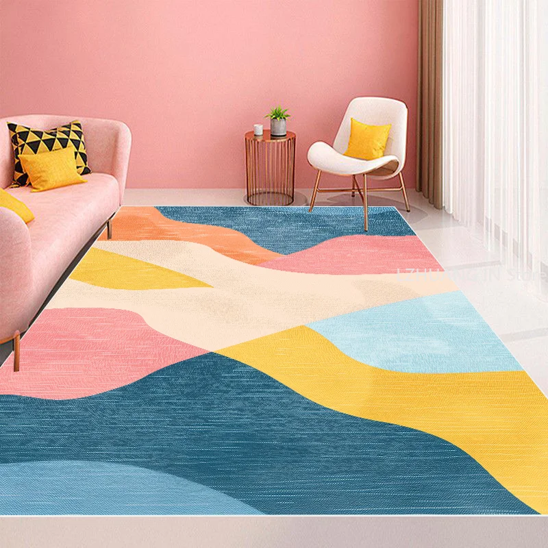Modern Home Morandi Pink Carpet Living Room Sofa Area Rug Simple Decoration Light Luxury Floor Mat Girl Bedroom Bedside Soft Rug