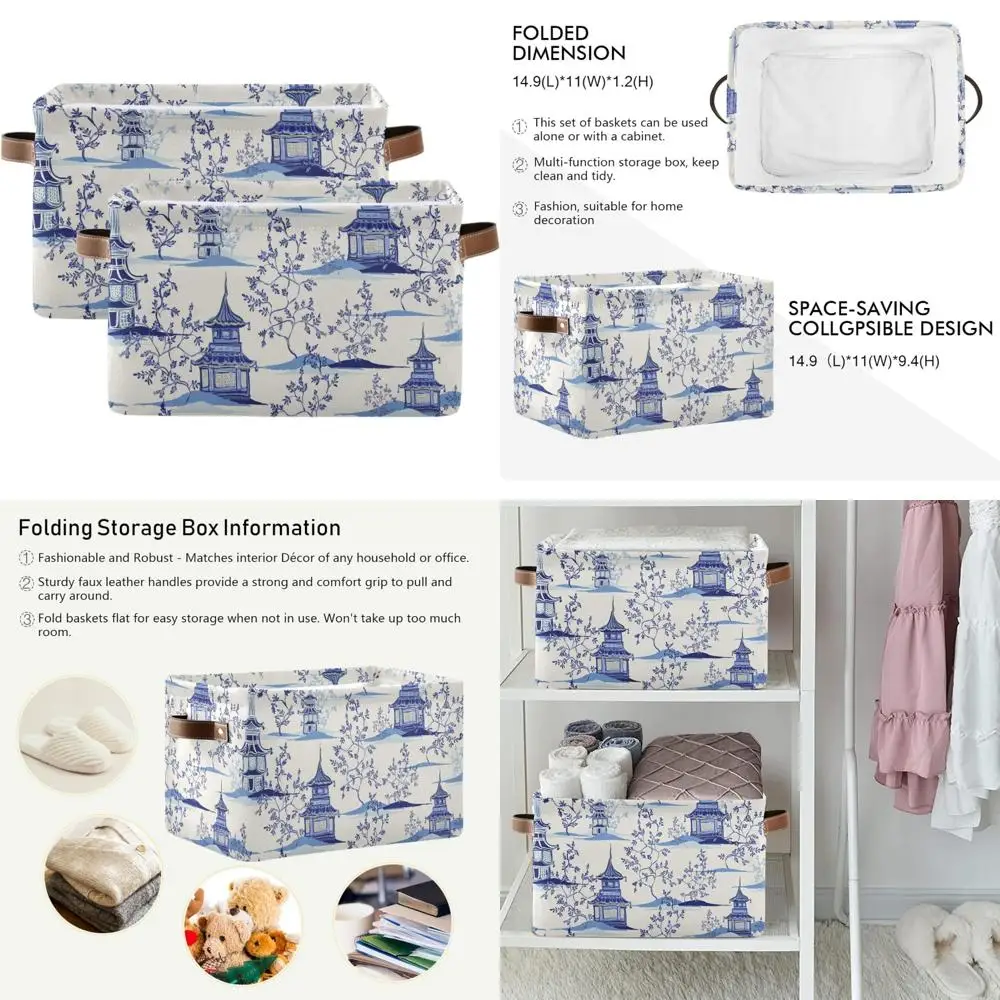 

Elegant Pagoda-Inspired Fabric Storage Baskets for Large Closets, Collapsible and Decorative, Ideal for Organizing Essentials