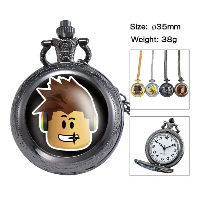 Novo jogo roblox criativo periférico dos desenhos animados relógio de bolso, anime pingente criativo, europeu americano retro flip bolso relógio presente