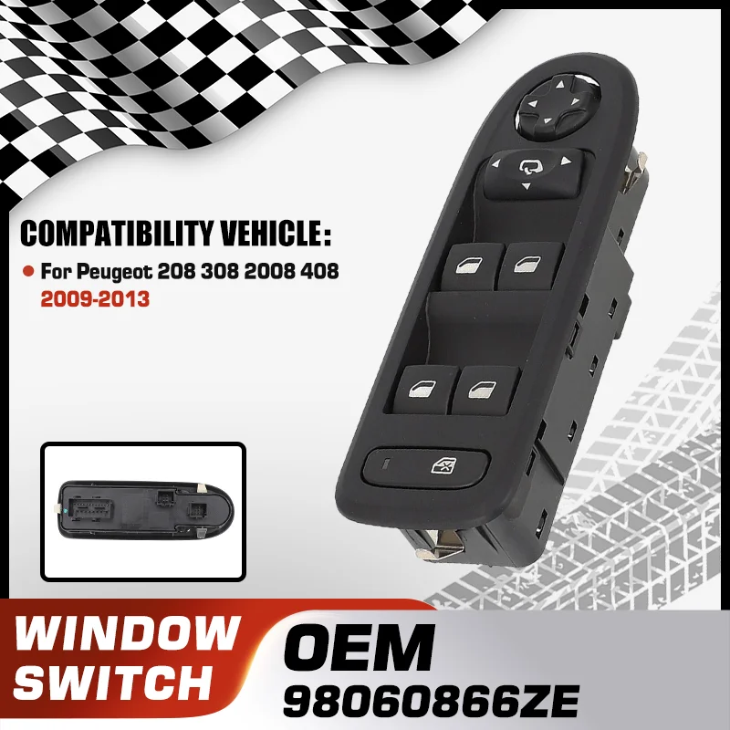 

98060866ZE Car Electric Master Power Window Switch Lock Switch For Peugeot 208 308 2008 408 2009 2010 2011 2012 2013 20+6+6 Pins