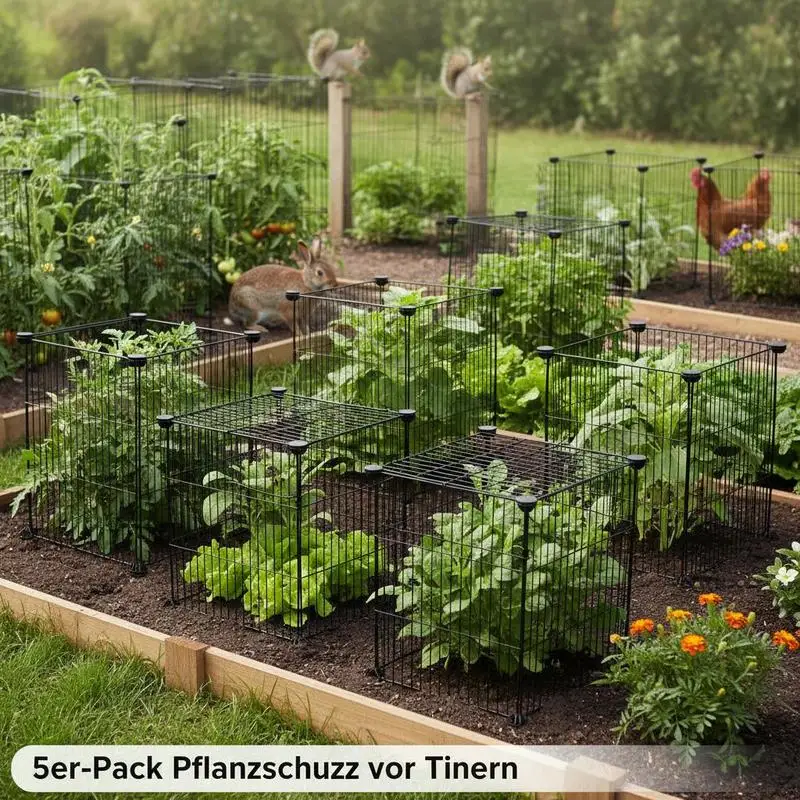 

Vegetable Guard Cage 15.35'' x 15.35'' For Garden Yard Orchard, 5 Pack Mesh Enclosure 20 Metal Panels Wire Fencing Flower Seedling Protection
