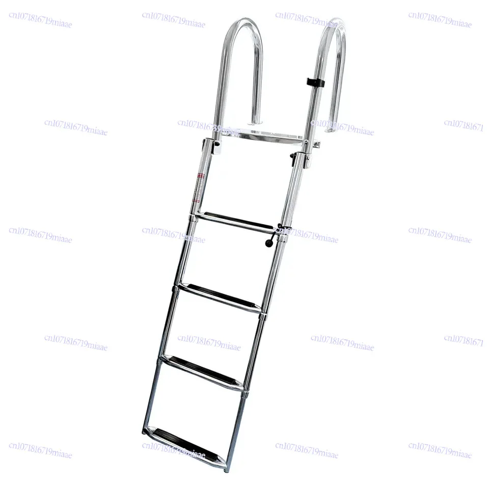 Stainless steel sewer ladder with curved handrails Four-section deck ladder Hidden folding hanging ladder Telescopic marine