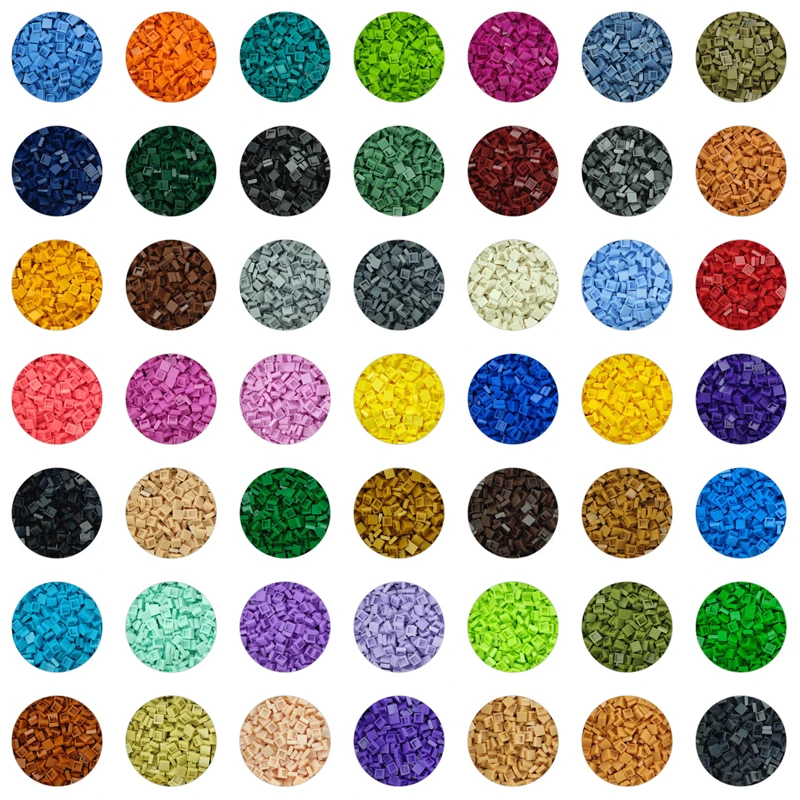 200/330/660pcs MOC Pixel Particles Plate Smooth 1x1 DIY Building Blocks Flat Square Bricks Halloween Christmas Children Toy 3070