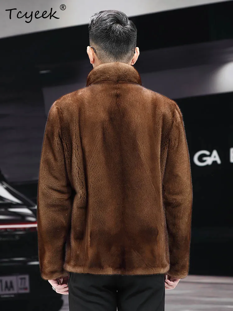 Tcyeek Top Quality Natural Mink Fur Coat Men Winter Clothes 2026 Real Fur New in Coats Male Baojiamei Whole Mink Бомбер Мужской