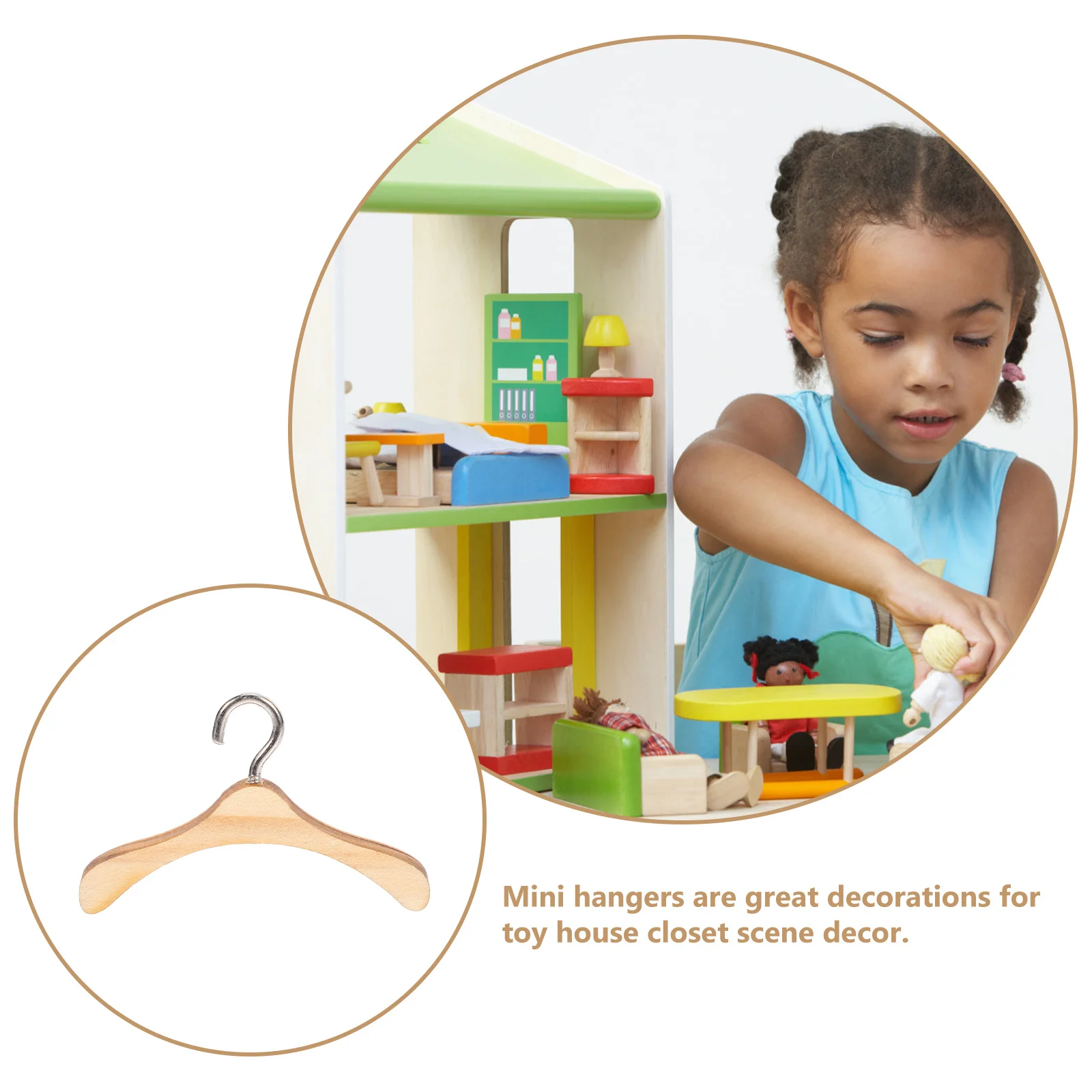 

10Pcs Mini Wooden Hanger 4.5cm Sturdy Simple Style for Dollhouse Clothing Display Rack Kids Room Organization Essential Hanger