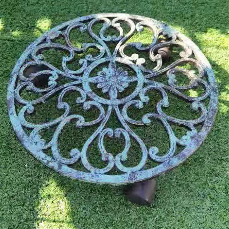 Retro Iron Plant Rack with Roller, Sturdy and Durable Circular Mobile Flowerpot Tray for Outdoor Gardens, Terraces, Balconies