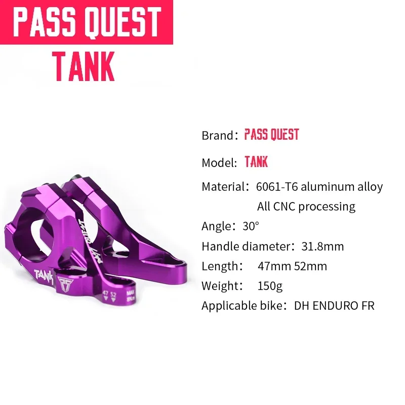 PASS QUEST TANK Stem 31.8mm 35mm Mountain Road Bike stem bike Bicycle Stem MTB Parts Aluminum Alloy DH ENDURO FR