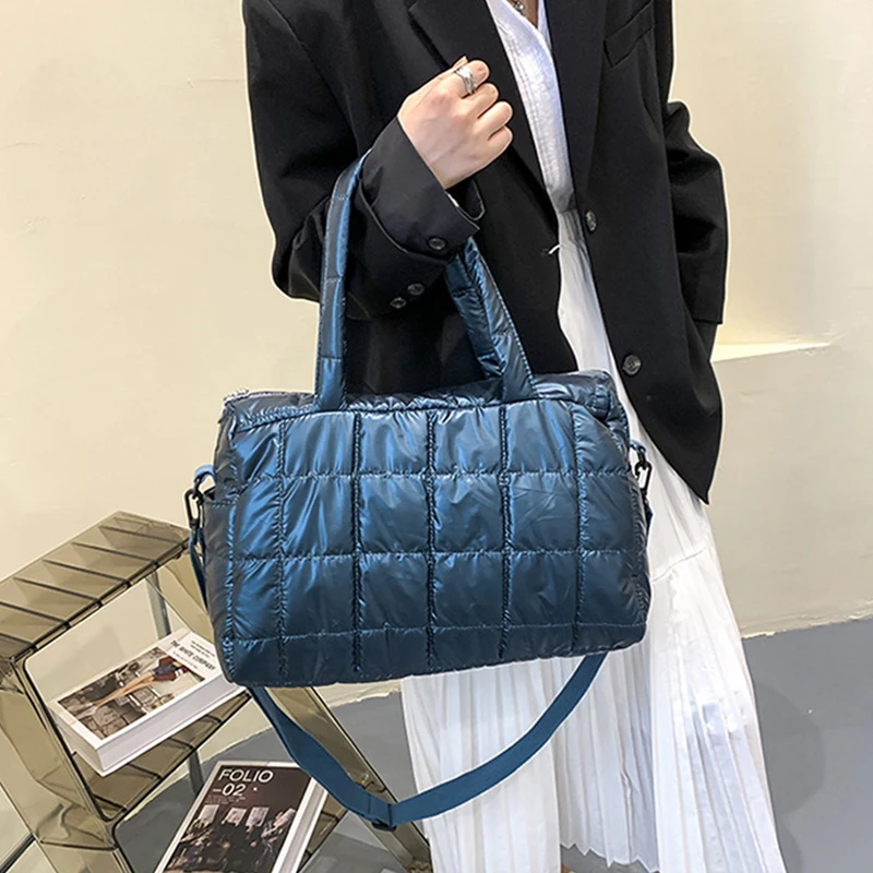 Yogodlns Luxus Raum Gepolsterte Baumwolle Handtasche Große Kapazität Schulter Tasche Wasserdichte Nylon Tasche Reise Unten Umhängetasche Geldbörse Bolsa – Detail 13