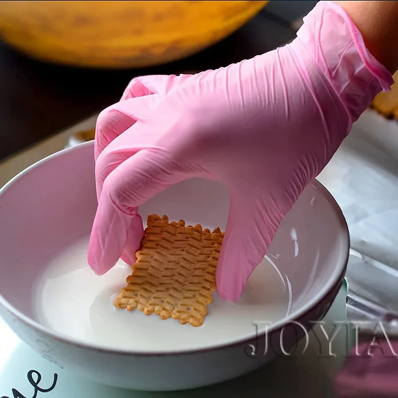 Guanti monouso in Nitrile rosa guanti di sicurezza per la protezione delle mani per il lavoro guanti da cucina per la cottura dei piatti guanti da