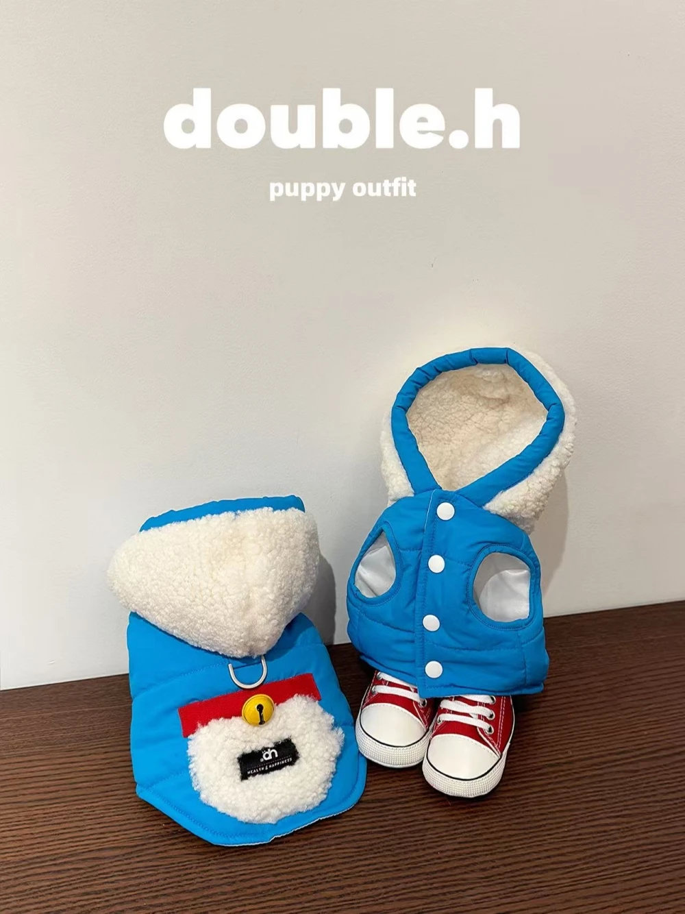 doubleh-秋冬暖かいブルーファットガイコットンジャケットフード付きベスト小型犬ベストマルチーズ西シ犬服ペット用品