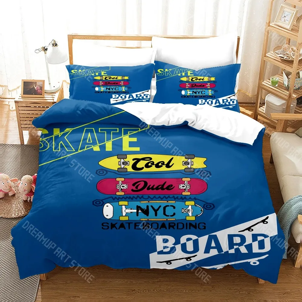 3D Printed Scooter Skateboard Bedding Set for Boys Girls Duvet Cover Pillowcase Twin Queen King Full Single Double Sizes