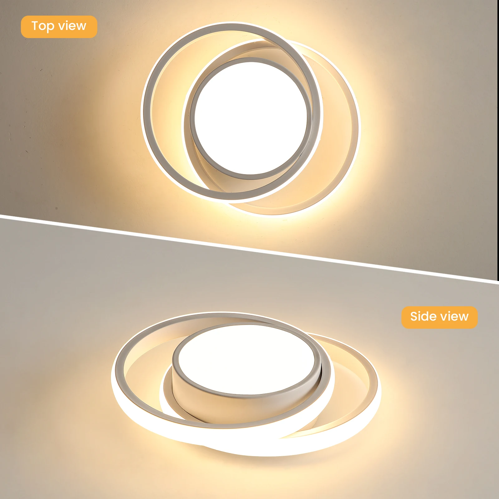 2er-Pack moderne LED-Deckenleuchten, 36 W, warmweiß, 3000 K, weiße runde LED-Deckenbeleuchtung für Schlafzimmer, Flur, Balkon, Korridor – Detail 2