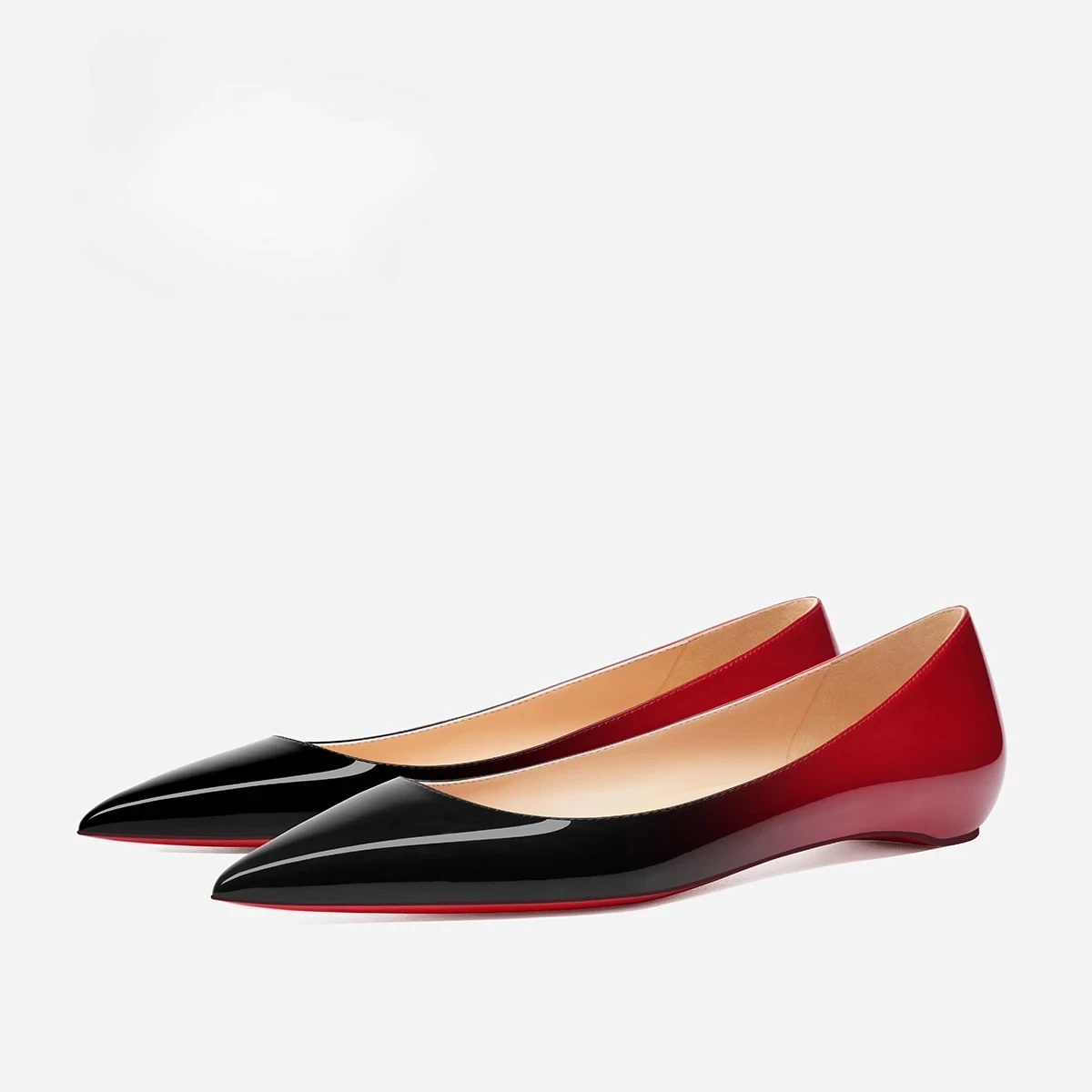 2026 New Style Pointed Bare Color Flat Shoes Single Shoes Women's Patent Leather Increased Height Inside Shallow Mouth, Low Heel