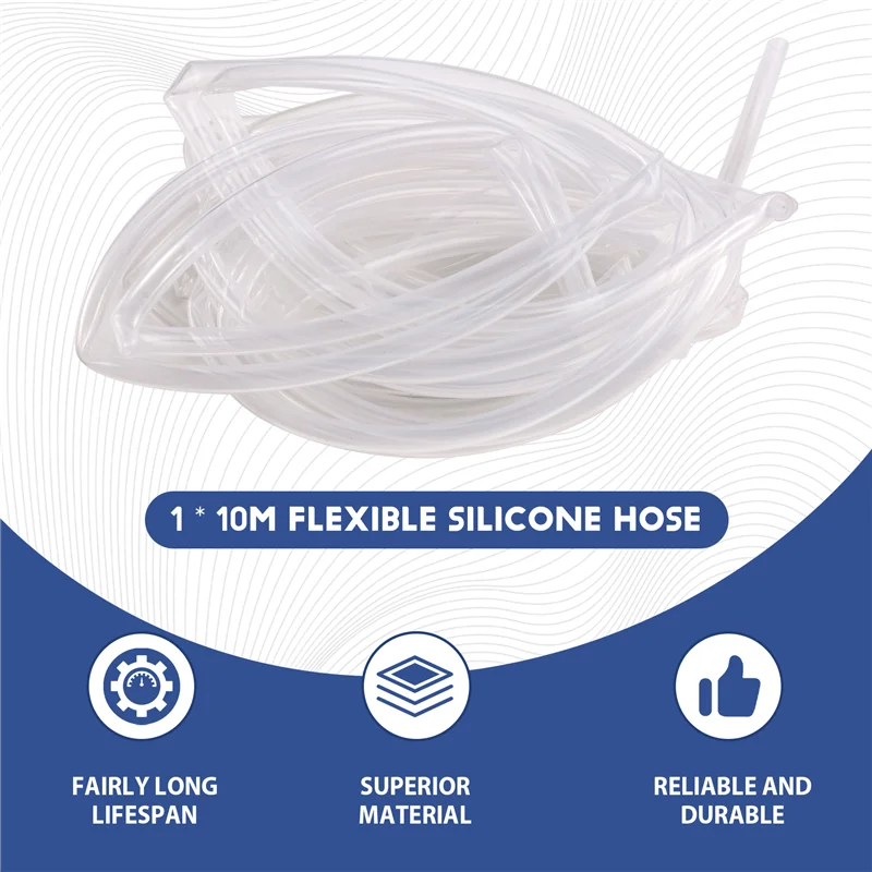 

BYBS-10M Flexible Silicone Tubing Temperature Resistance Transparent Soft Silicone Aquarium Pump Faucet Hose ID 8Mm X OD 10Mm