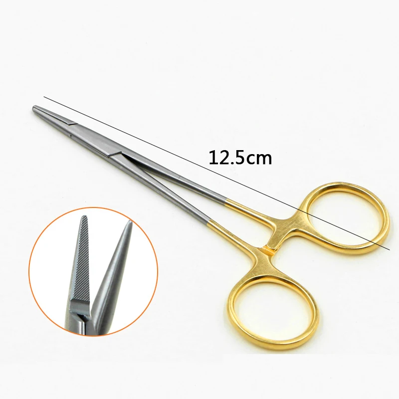 Gold Handle Needle Holding Pliers Stainless Steel Pliers Double eyelid Surgical Tools Aesthetic Plastic Suture Needle Holding Pl