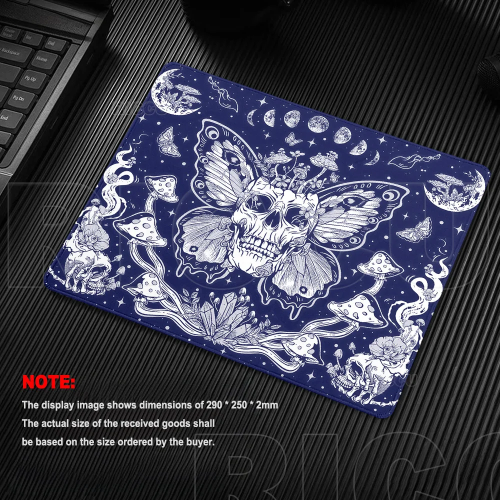 

Skeleton and Poisonous Mushroom Black Mouse Pad Xxs Rubber Anti Slip Control Mats Gamer Laptop Office Setup Computer Accessories