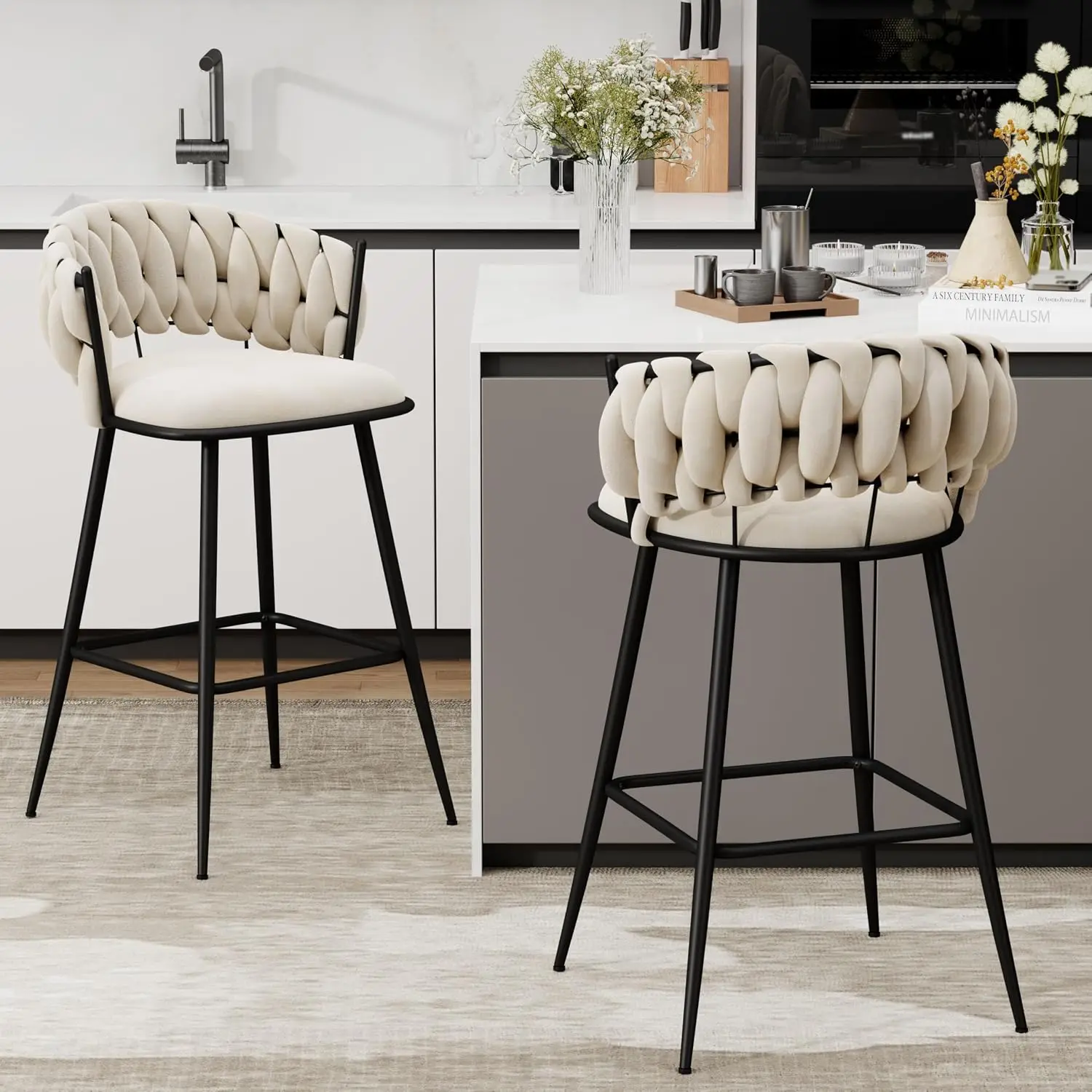 30-Inch Velvet Bar Stools Set 14