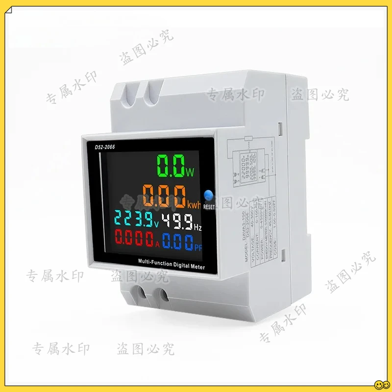 110V 220V 100A 6IN1 Din Rail AC monitor Voltage Current Power Factor Active KWH Electric energy Frequency meter