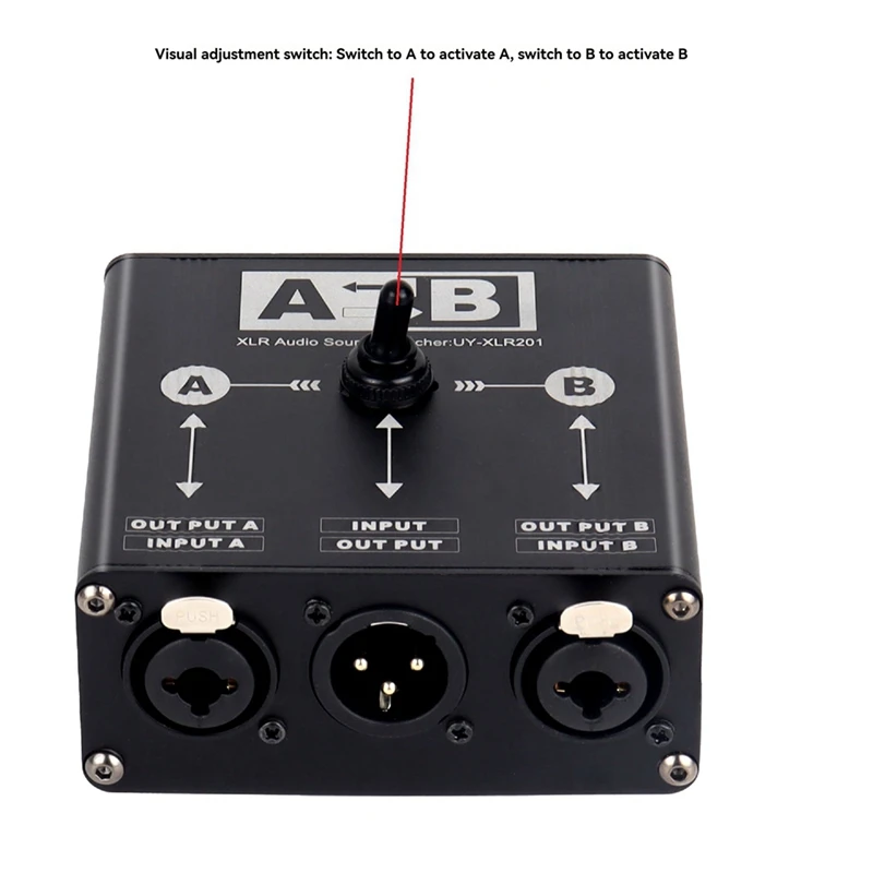 Passive 2 in 1 Out or 1 in 2 Out XLR Balanced Audio Source Switcher Box Manual Selector for Microphone Sound Card Mixer