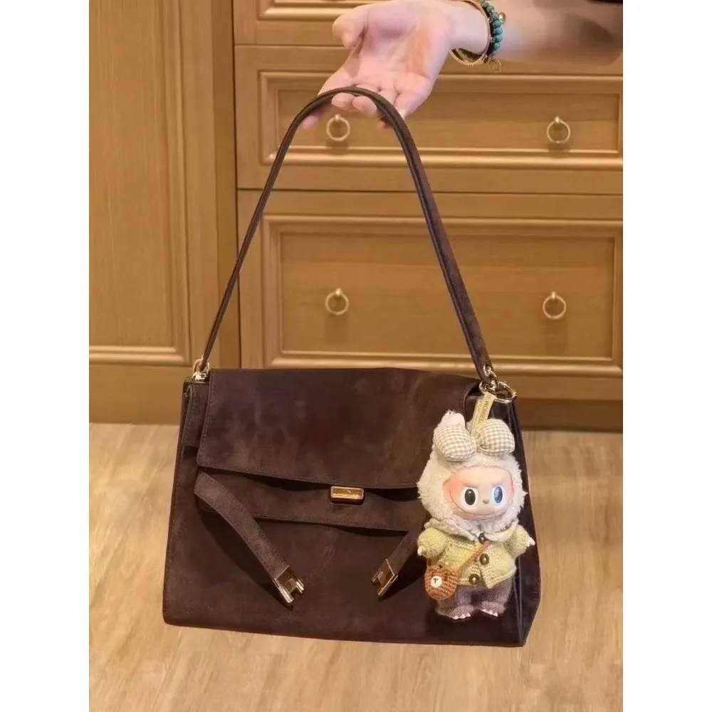 

2025 Early Autumn New Suede Handbag First Layer Cowhide Light Luxury Retro Commuter Tote Bag High Quality Large Capacity