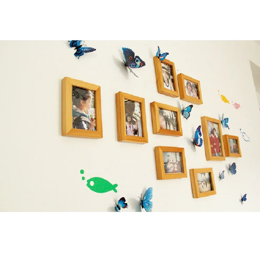 12Pc Mixed 3D Crystal Butterflies Wall Stickers Double Layer Creative Butterflies For Home Decor Kids Room Decor Art Wall Decals