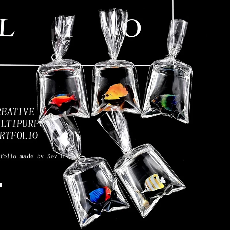 1 PC 樹脂金魚チャーム小さな魚水バッグペンダントキーホルダー DIY クラフト用品ドールハウスアクセサリー