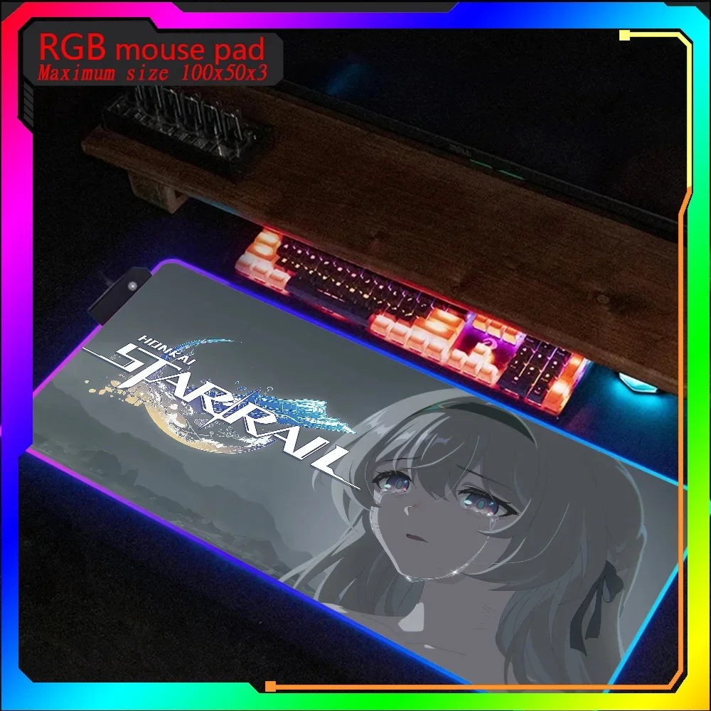 

HD printing Honkai Star Rail Firefly Rgb Mouse Pad Xxl Steelseries Laptop Gaming Backlit Keyboard Girl Table Deskpad Mause pad