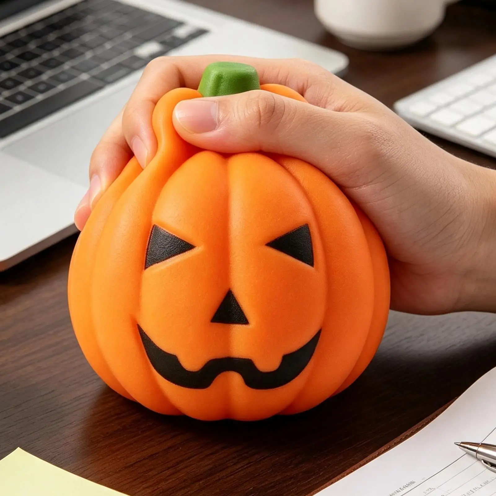 Pumpkin-shaped Squeeze Toy Halloween Stress Relief Fidget Toy PU Foam Ball Sensory Toys For Kids Adults Classroom Gift