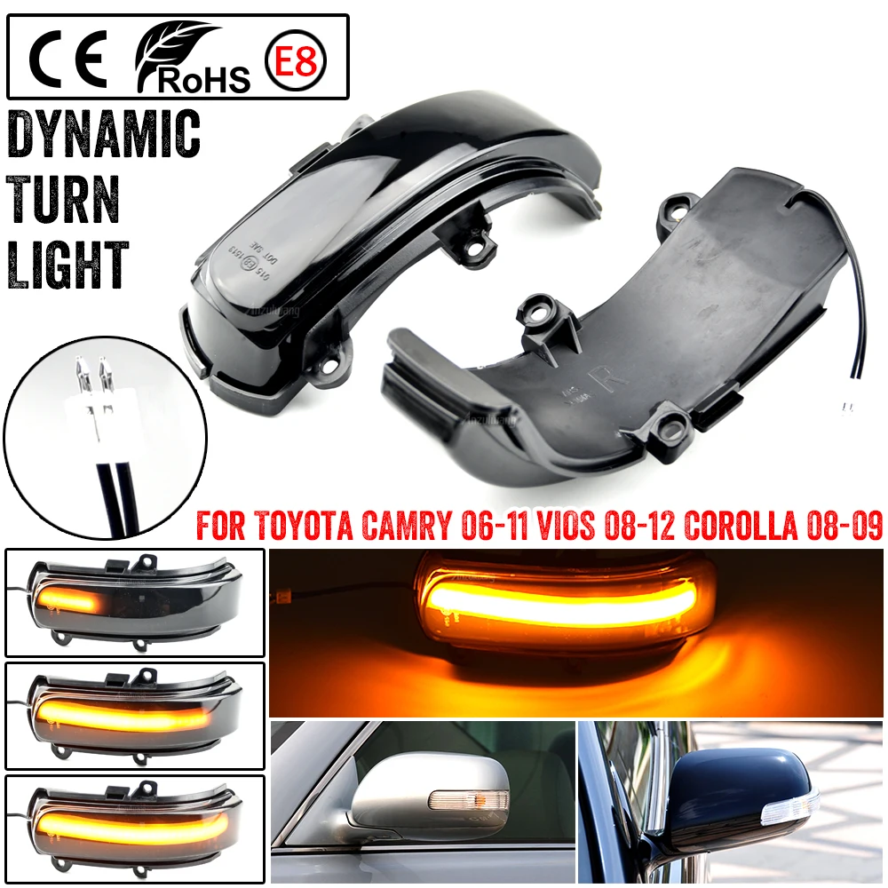 

For Toyota CAMRY 2006-2011 VIOS Corolla Car Dynamic LED Turn Signals Light Rear View Mirror Sequential Lamps