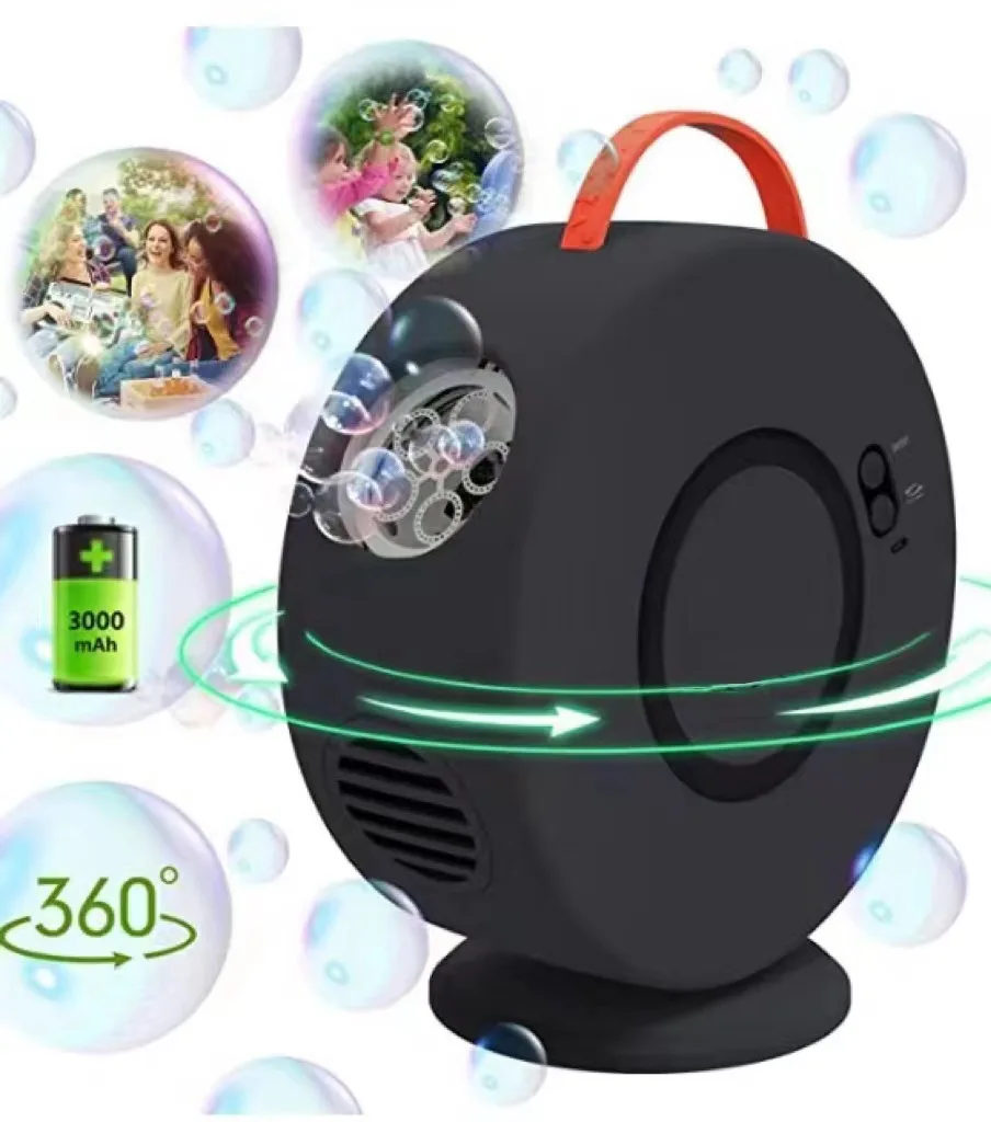 

Rechargeable Automatic Bubble Blower Machine 360° Rotatable Portable Bubble Maker Fun Toy for Outdoor Weddings And Parties