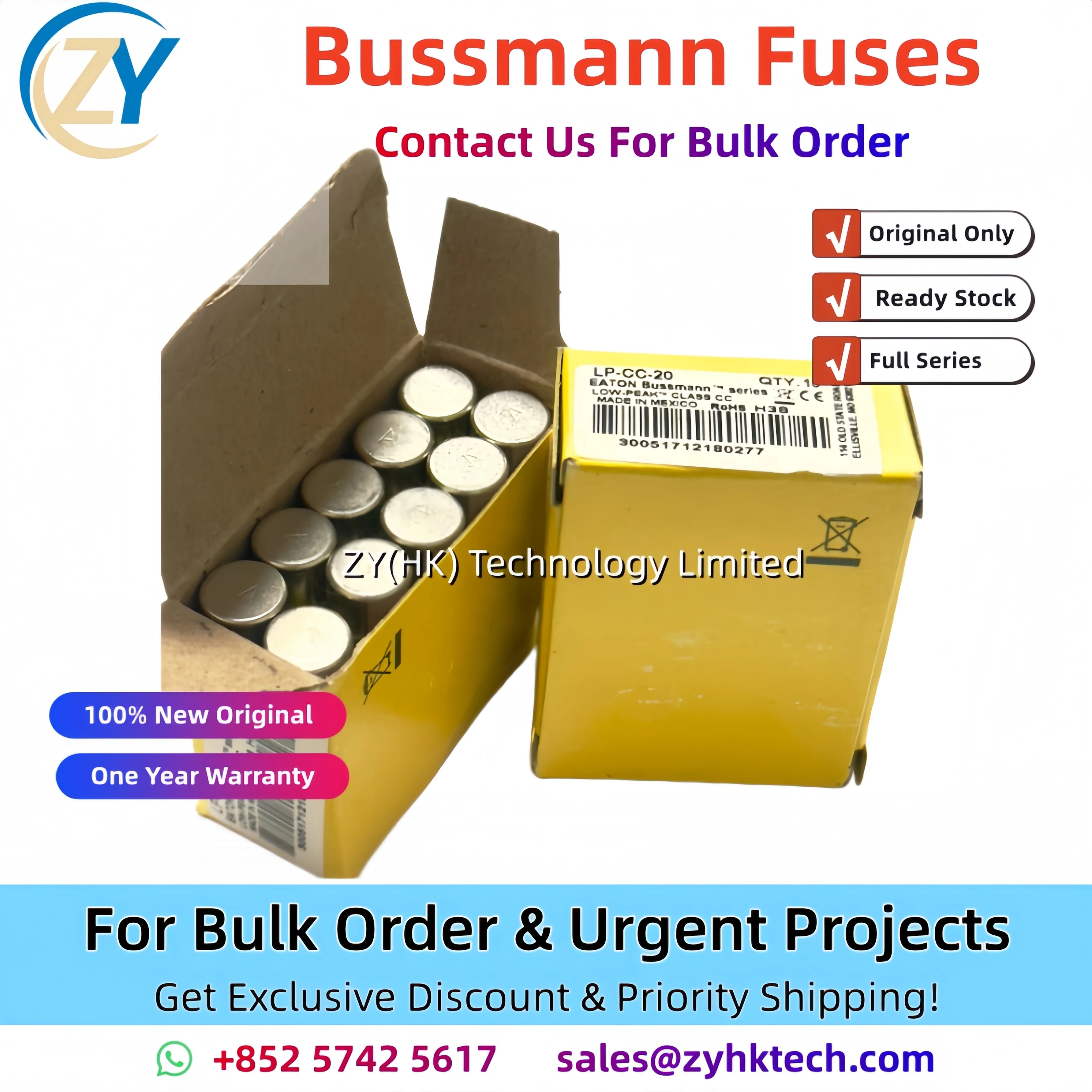 100% Оригинальные предохранители Bussmann LP-CC-8, LP-CC-10, LP-CC-30, LP-CC-2, LP-CC-5, 1, 3, 4, 6, 7, 12, 15, 32. Новые, в наличии.